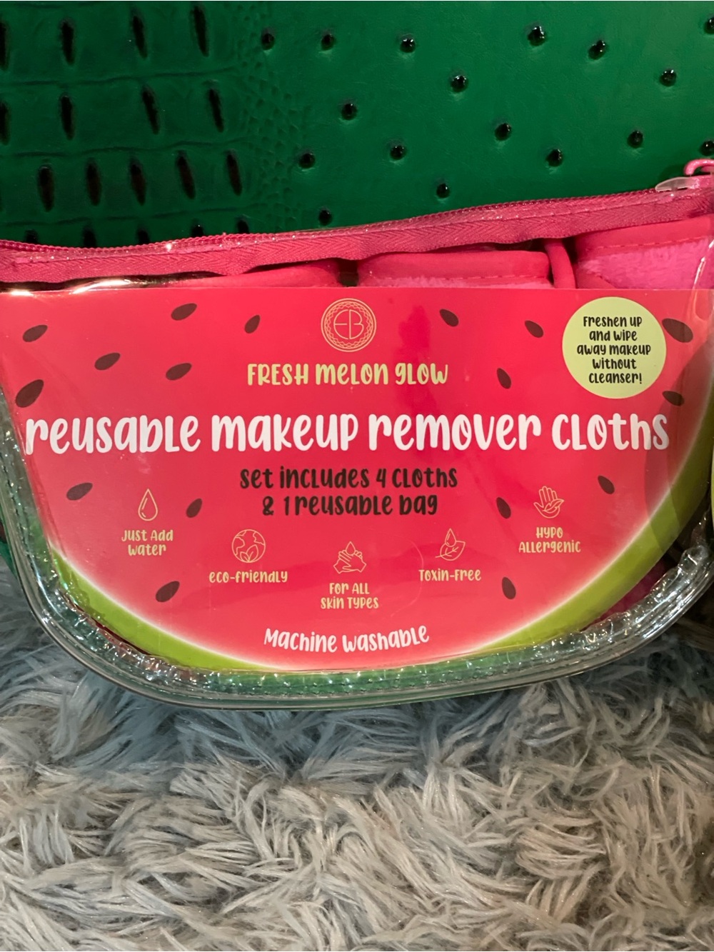 Cloths Fresh Melon Glow Reusable Makeup Remover Cloths - Pink & Green